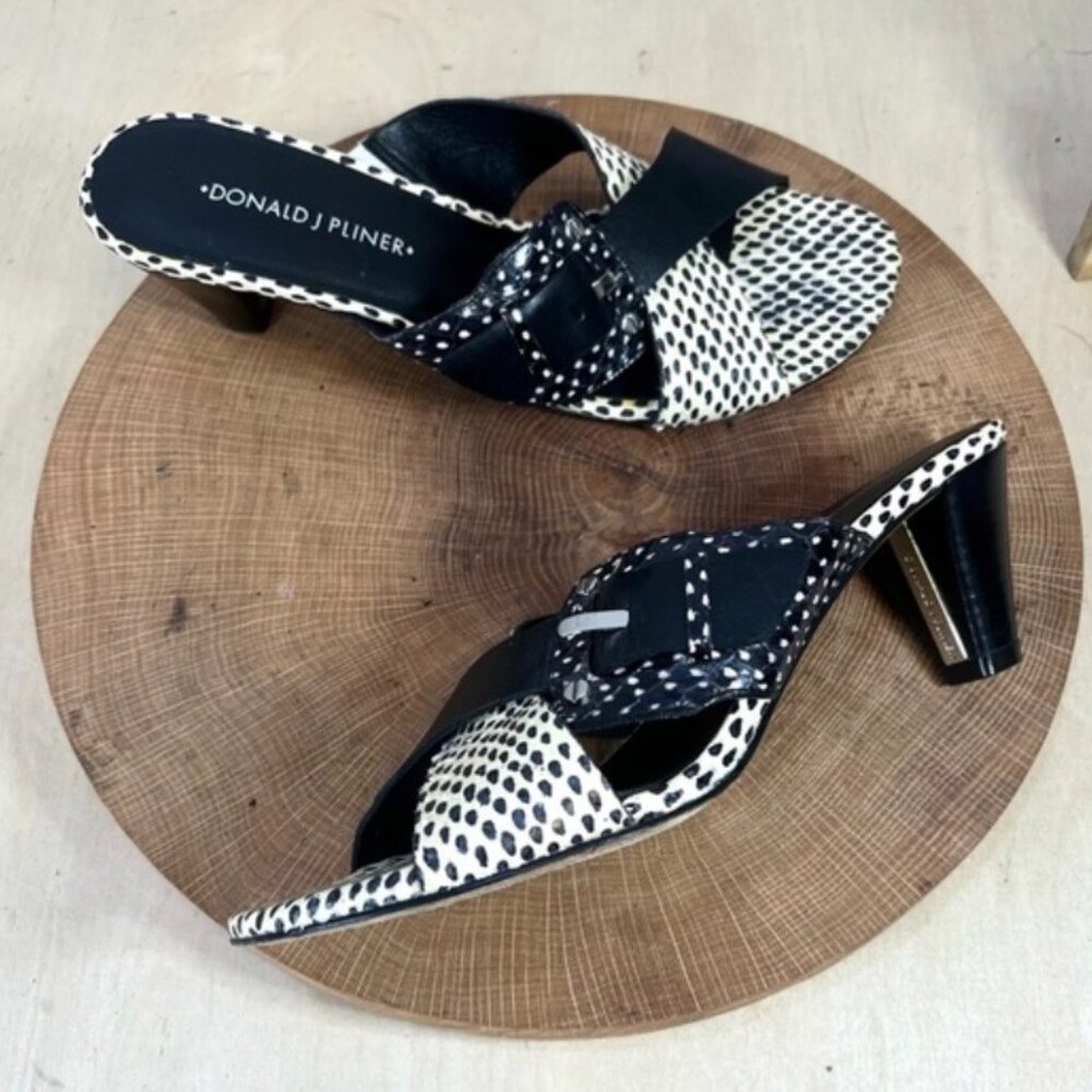 Donald J Pliner | Villa Lizard Print Leather Kitten Heeled Sandals Size 8.5